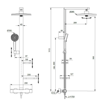 Coloană de duș Ideal Standard Ceratherm Alu+, termostatată, 2 jeturi, silver